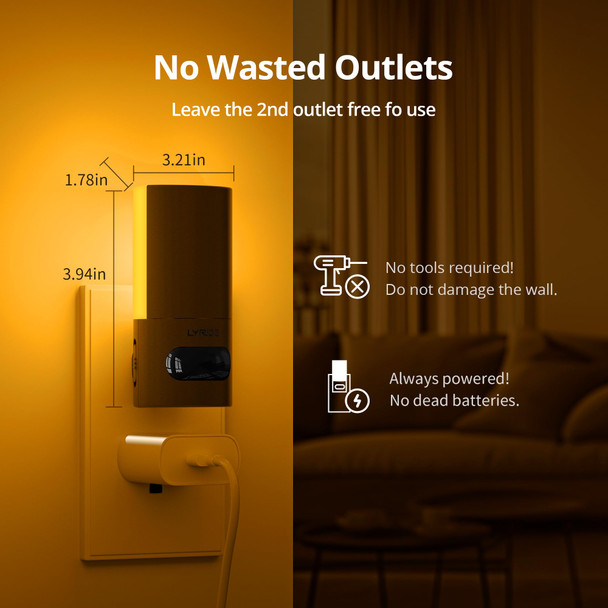 Lyridz Plug-in LED Amber Night Light with Motion Sensor, Rotatable, Dimmable Backlit Nightlight, 1-150lm Adjustable Brightness for Bathroom, Bedroom, Hallway, Stairs, 2 Pack