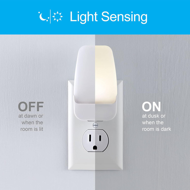 GE Plug in Night Light, Dusk to Dawn Sensor, Warm White 3000K, 2 Pack