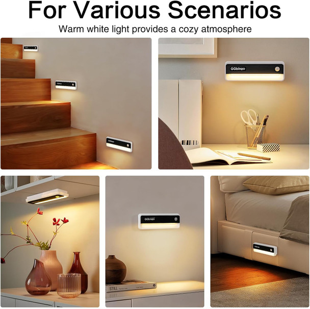Motion Sensor Lights Indoor, Rechargeable Motion Activated Night Light, 3 Colors | 2 Modes Stick On Lights for Stairway, Stair, Bedroom, Hallway, Kitchen, Cabinet, Closet