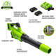 Greenworks 48V (2 x 24V) Cordless Axial Blower (515 CFM / 125 MPH), (2) 2.0Ah Batteries and Dual Port Charger with 24V Chainsaw