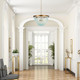 Abrash Beaded Chandelier, Gold Farmhouse Lighting For Dining Room, 3-Light Glam Pendant Lighting With Frosty Blue Glass Beads For Foyer, Bedroom, Hallway, Φ15.5