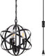 3 Light Chandelier Plug In Pendant Hanging Light Globe Swag Black Iron Lamp Chain Adjustable 15 Ft Cord On/Off Switch For Hallway Entryway Bedroom Balcony Kitchen Island Foyer