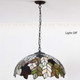 Bieye L10680 Wisteria Leaves Tiffany Style Stained Glass Ceiling Pendant Light Hanging Lamp With Canopy And Chain, 18 Inches Wide Lampshade