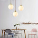 Modern Minimalist Pendant Lighting With White Globe Lampshade,Premium Brass Spherical Glass Ceiling Light Hanging Lamp Kitchen Living & Dining Room Chandelier (3-Lights,5.9")