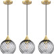 3 Pack 1 Light Hanging Indoor Kitchen Island Pendant Light 6.3" Hammer Grey Glass Pendant Ceiling Light Fixtures Brushed Bronze Finish Modern Farmhouse Dinning Over Sink Living