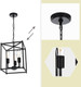 3-Light Modern Black Lantern Chandelier For Dining Room Farmhouse Square Metal Pendant Lighting & Industrial Hanging Lights For Kitchen Island