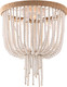 Wood Beaded Flush Mount Ceiling Light Bohemia Antique Rustic 3 Lights Mini Farmhouse Chandelier For Bedroom Kitchen Island Dining Living Room