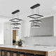 Modern Black Chandelier Foyer Ceiling Chandeliers 90W Dimmable Led Pendant Light Dining Room Light Fixture 3 Rings Square Chandelier For Kitchen Island Living Room Bedroom Hallway
