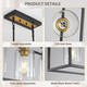 3-Light Kitchen Island Lighting, Farmhouse Pendant Island Light Fixture With Glass Shades, Black&Gold Chandelier For Dining Room, Restaurant, Foyer
