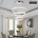 Finktonglan Modern Chandeliers Dimmable, 3 Rings Crystal Chandeliers With Remote Control, Shape Adjustable, Led Linear Chandelier Pendant Island Light For Kitchen Dining Room Living Room, H47.2''