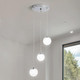 Chromed Crystal Pendant Lights 5000K Daylight White,3-Light Mini Led Modern Brushed Nickel Light Fixtures Ceiling Hanging, Glass Globes Pendant Lighting For Kitchen Island Bedroom Dining Room Foyer