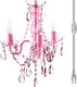 Gypsy Color The Original Brink House Plug-In 3 Light Pink Hanging Chandelier H17”Xw12”, Pink Metal Frame, Glass Stem And Acrylic Crystals