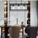 Modern Chandeliers Rectangle Black 3 Light Dining Room Lighting Fixtures Hanging,Kitchen Island Cage Linear Pendant Farmhouse Ceiling Light
