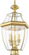 Livex Lighting Lantern 2354-02 Monterey 3 Light Outdoor Polished Brass Finish Solid Brass Post Head With Clear Beveled Glass, 17" X 9" X 11"