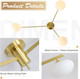 3-Light Gold Semi Flush Mount Ceiling Light Modern Sputnik Close To Ceiling Light Fixtures Golden Ceiling Lamp Mid Century Industrial Vintage Metal Ceiling Chandelier For Bedroom Mcl03-Gd