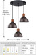 Industrial Vintage Hanging Kitchen Island Pendant Ceiling Light Fixtures Farmhouse Rubber Natural Wood Pendant Lamp For Dining Room Over Sink Adjustable Cord (Black, 3 Light)