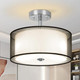 Ceiling Light, 3-Light Ceiling Light Fixture, Semi Flush Mount Ceiling Light, Light Fixtures Ceiling Mount With Double Fabric Shade, Bedroom Lights For Ceiling,Black Ceiling Light Fixtures For Bedroom