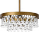 Seol-Light Antique Gold Crystal Flush Chandeliers Round Large Pendant Ceiling Light Fixture For Dining Room,Bedroom,Living Room,3 Light,120W,E12,15 Dia*6" H;