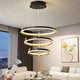 Siittoo Modern Led Chandelier, 90W Dimmable Modern Led Black Pendant Light, 3-Ring Acrylic Hanging Chandelier Lighting Fixture For Kitchen Island Dining Living Room Bedroom Foyer (Dia: 20+16+12 Inch)