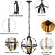 Rustic Chandelier, 14" Black And Gold Finish Glass Cover Luxurious Hanging Light, 3 Lights Globe Vintage Pendant Ceiling Light Fixtures For Living Room Entry Way Dining Room