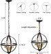 Rustic Chandelier, 14" Black And Gold Finish Glass Cover Luxurious Hanging Light, 3 Lights Globe Vintage Pendant Ceiling Light Fixtures For Living Room Entry Way Dining Room