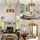 21.65" Farmhouse Drum Chandelier, 3-Light Industrial Chandelier Fixture, Ajustable Height Drum Pendant Lighting For Dining Room Kitchen Island Living Room Lighting (Bulbs Not Included)