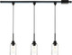 H-Type Track Lighting, 3-Pack Black Pendants Light Fixtures With 40-Inch Track Lighting Rail & H Track Floating Canopy Connector, Dining Room Hanging Light Seeded Glass Shades E26 Bulb Base