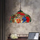 Pendant Light, Stained Glass Chandelier Lamp Tiffany Stylish 3 Lights Bronze Ceiling Suspension Lamp (Red)