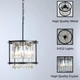 Plug In Chandelier, 3-Lights Industrial Farmhouse Chandelier, 16.4 Ft Cord On/Off Switch, Black Metal Crystal Pendant Light For Hallway Entryway Bedroom Balcony Kitchen Island