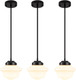 Set Of 3 Schoolhouse Pendant Light, 8" Farmhouse Black Pendant Light Ceiling, Milk Glass Pendant Lamp, Modern Black Kitchen Pendant Lights Over Island For Dinning Room Living Room