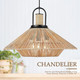 Zeyu 3-Light Farmhouse Wicker Hanging Pendant Light, 23 Inch Boho Pendant Light Fixtures For Kitchen Dining Room, Handwoven Lampshade And Black Finish, Zg90Mil Bk