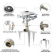 Styddi Professional Heavy Duty Pulsating Sprinkler on Metal 3-Pronged Step Spike  Metal Pro Adjustable Circular Sprinkler for Large to Extra Large Yard  Areas  Lawn  Coverage up to 8500 Sq.FT
