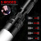 ULTRAFIRE High Lumens Rechargeable Flashlight with Holster, UFB26 and Car Charger Included -1000 Lumens, 5modes, IPX 65 Water-Resistant LED Torch Light for Emergency UF-1102