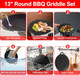 Korean Grill Pan With Nonstick 6-Layer Coating Abnaok 13" Round Bbq Griddle With 2Pcs Steel Wire Cleaning Cloth Compatible For Induction Gas Stove Electric Cooktop Indoor Or Outdoor Grilling