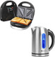 Aigostar 2In1 Sandwich Maker Panini Press Grill With Nonstick Plates And Electric Kettle 1.7L Electric Tea Kettle With Led Illumination