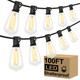 Brightever LED Outdoor String Lights 100FT Patio Lights with 52 Shatterproof ST38 Vintage Edison Bulbs Outside Hanging Lights Waterproof for Porch Deck Garden Backyard Balcony 2700K Dimmable