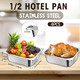 Baderke Stainless Steam Hotel Pans With Lids 0.7 Mm Thick 304 Stainless Steel Hotel Pan Anti Clogging Steam Table Pan For Food Warmer Cooking Heat Multi Size (4 Pack 1/2 Half Size X 4 Inch Deep)