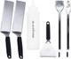 Blackstone 5464 Griddle Tool Kit Outdoor Indoor Grill Bbq Utensils Cooking Accessories-Heat Resistant– 2 Long Spatulas 2 Angled Scraper Classic Tong 1 (32Oz) Squeeze Bottle Black Silver White