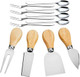 12-Piece Cheese Knives Set - Stainless Steel & Wood Party Cutlery Travel Serving Dinner Slicing Spreading Serving Tools