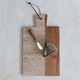 Creative Co-Op Stone And Acacia Wood Charcuterie Leather Tie And Canapé Knife Natural Cheese/Cutting Board