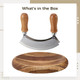 Cutting Boards Mezzaluna Cutter And Round Cutting Board Set Stainless Steel Double Blade Chopping Cutter With Acacia Wood Board For Effortless Onion Spice Cheese Mincing Kitchen Tool For Home Chefs