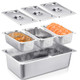 Ferraycle 7 Pack Hotel Pan Set Including 1 Full Size 6 Inch Stainless Steel Steam Pan 3 Pcs 1/3 Size 4 Inch Perforated Pans 3 Pcs 1/3 Lids Steam Table Tray Restaurant Kitchen Supplies Food Warmer