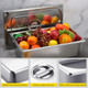 Ferraycle 7 Pack Hotel Pan Set Including 1 Full Size 6 Inch Stainless Steel Steam Pan 3 Pcs 1/3 Size 4 Inch Perforated Pans 3 Pcs 1/3 Lids Steam Table Tray Restaurant Kitchen Supplies Food Warmer