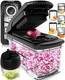Fullstar All-In-1 Vegetable Chopper (6 In 1 Black/Silver) And 2Pc Blade Replacement Set - Bundle Of Chopper And Dice Blade Replacement (Big And Small Dice) - Kitchen Gadgets