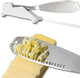 Jbthings Stainless Steel Butter Spreader Knives Set (2-Pack) - 3-In-1 Butter & Cheese Slicer With Serrated Edge & Curling Holes. Includes Top Stand And A Stick-Anywhere Knife Holder