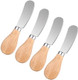 Grevosea 4Pcs Cheese Spreader Knives 4.7 Inch Wooden Handle Butter Spreader Stainless Steel Butter Knife For Cheese Jam Pastry Kitchen Accessories