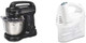 Hamilton Beach Electric Stand Mixer 4 Quarts Dough Hook Flat Beater Attachments Splash Guard 7 Speeds With Whisk Black With Top Handle And Hamilton Beach 6-Speed Electric Hand Mixer With Whisk Traditional Beaters Snap-On Storage Case White