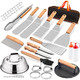 Griddle Accessories Kit Of 20 Hasteel Heavy Duty Metal Spatula Set Stainless Steel Teppanyaki Tools For Flat Top Barbecue Grilling Indoor & Outdoor Melting Dome Burger Turner Dishwasher Safe