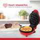 Holstein Housewares Personal Non-Stick Heart Waffle Maker Red - 4-Inch Waffles In Minutes Mini Heart Ideal For Breakfast Brunch Lunch Or Snacks