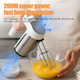 200W Hand Mixer Lightweight Electric Mixer With Turbo Function 5-Speed Handheld Mixer For Whipping Folding And Dough Kneading Compact Storage With Attachmentsblack